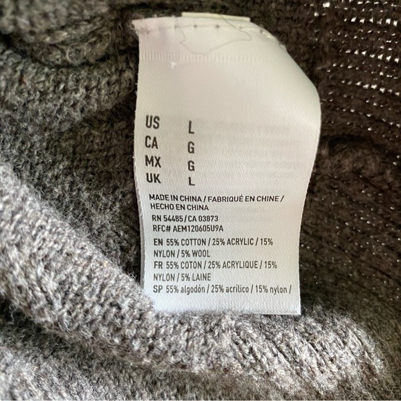 American Eagle Charcoal Gray Knit Sweater Hoodie - Picture 5 of 5